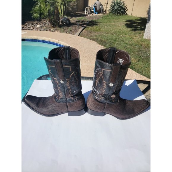 MONTANA GENUINE BULL NECK COWBOY WESTERN BOOT DARK BROWN MADE IN MEXICO Sz 101/2 - Picture 9 of 16